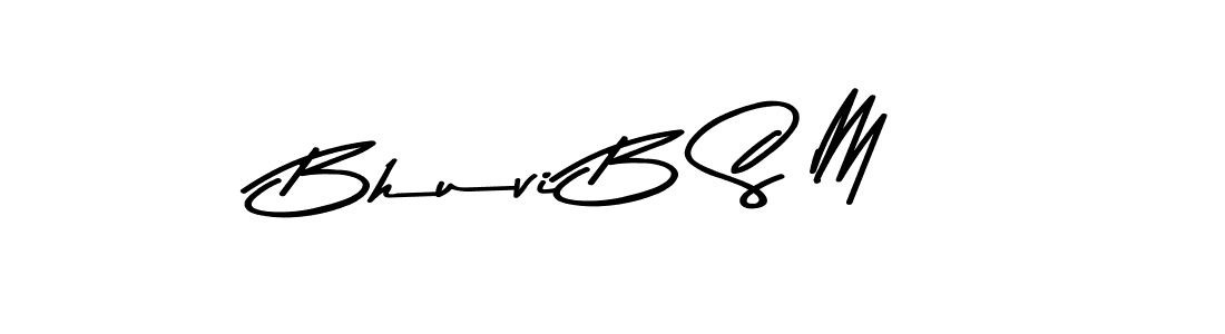 Make a beautiful signature design for name Bhuvi B S M. With this signature (Asem Kandis PERSONAL USE) style, you can create a handwritten signature for free. Bhuvi B S M signature style 9 images and pictures png