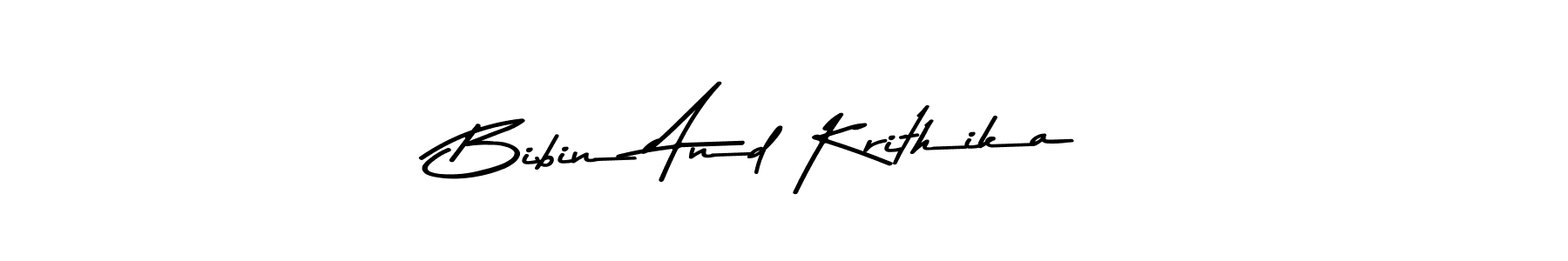 Make a beautiful signature design for name Bibin And Krithika. With this signature (Asem Kandis PERSONAL USE) style, you can create a handwritten signature for free. Bibin And Krithika signature style 9 images and pictures png