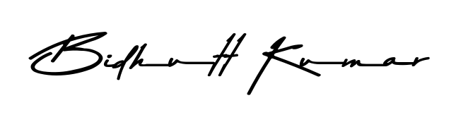 Discover how Bidhutt Kumar looks in an executive cursive font (Asem Kandis PERSONAL USE). Perfect for legal documents, invoices, and certificates. Bidhutt Kumar signature style 9 images and pictures png