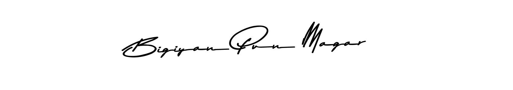 Make a beautiful signature design for name Bigiyan Pun Magar. With this signature (Asem Kandis PERSONAL USE) style, you can create a handwritten signature for free. Bigiyan Pun Magar signature style 9 images and pictures png