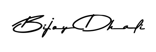 The Asem Kandis PERSONAL USE typeface gives name Bijoy Dhali a refined look. Suitable for certificates, diplomas, and official verification. Bijoy Dhali signature style 9 images and pictures png