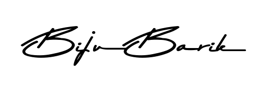 A timeless handwritten aesthetic for Biju Barik. The Asem Kandis PERSONAL USE font gives your signature a handcrafted feel with natural curves. Biju Barik signature style 9 images and pictures png