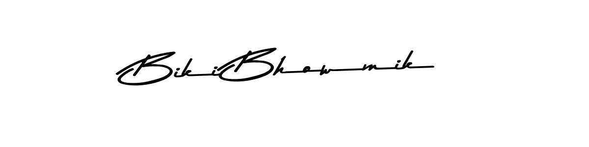 Make a beautiful signature design for name Biki Bhowmik. With this signature (Asem Kandis PERSONAL USE) style, you can create a handwritten signature for free. Biki Bhowmik signature style 9 images and pictures png