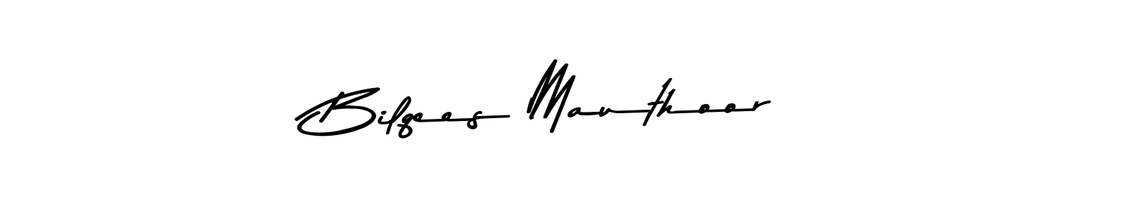 The best way (Asem Kandis PERSONAL USE) to make a short signature is to pick only two or three words in your name. The name Bilqees Mauthoor include a total of six letters. For converting this name. Bilqees Mauthoor signature style 9 images and pictures png