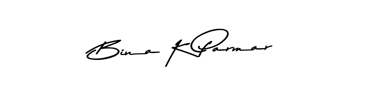 How to make Bina K Parmar name signature. Use Asem Kandis PERSONAL USE style for creating short signs online. This is the latest handwritten sign. Bina K Parmar signature style 9 images and pictures png