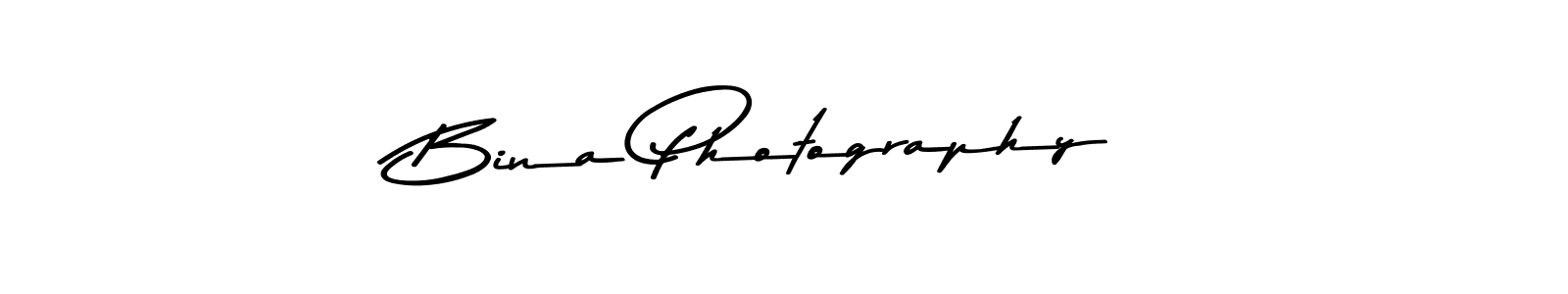 How to make Bina Photography name signature. Use Asem Kandis PERSONAL USE style for creating short signs online. This is the latest handwritten sign. Bina Photography signature style 9 images and pictures png
