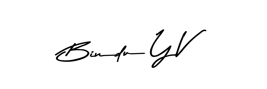 Make a beautiful signature design for name Bindu Y V. With this signature (Asem Kandis PERSONAL USE) style, you can create a handwritten signature for free. Bindu Y V signature style 9 images and pictures png