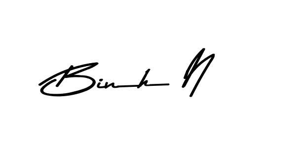 How to make Binh N name signature. Use Asem Kandis PERSONAL USE style for creating short signs online. This is the latest handwritten sign. Binh N signature style 9 images and pictures png