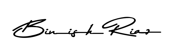 Design your own signature with our free online signature maker. With this signature software, you can create a handwritten (Asem Kandis PERSONAL USE) signature for name Binish Riaz. Binish Riaz signature style 9 images and pictures png