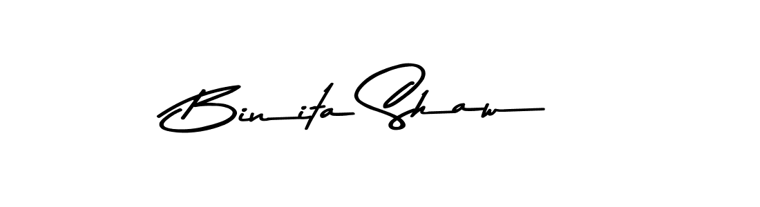 How to make Binita Shaw name signature. Use Asem Kandis PERSONAL USE style for creating short signs online. This is the latest handwritten sign. Binita Shaw signature style 9 images and pictures png