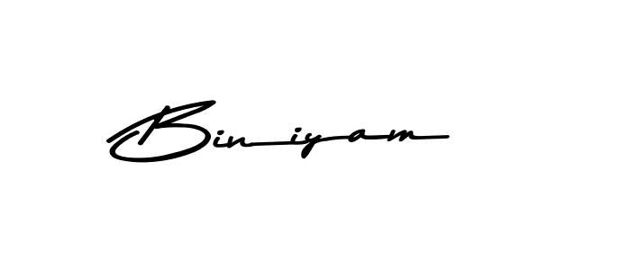 Make a beautiful signature design for name Biniyam. With this signature (Asem Kandis PERSONAL USE) style, you can create a handwritten signature for free. Biniyam signature style 9 images and pictures png
