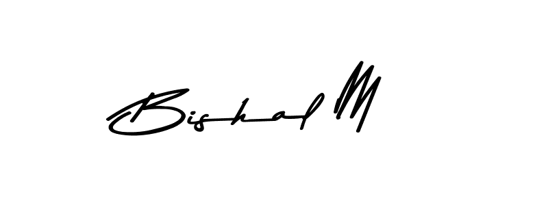Make a beautiful signature design for name Bishal M. With this signature (Asem Kandis PERSONAL USE) style, you can create a handwritten signature for free. Bishal M signature style 9 images and pictures png