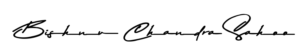 A sleek calligraphic signature for name Bishnu Chandra Sahoo utilizing Asem Kandis PERSONAL USE styling. Great for adding personal signatures to photos and art. Bishnu Chandra Sahoo signature style 9 images and pictures png