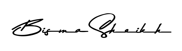 Give your name Bisma Sheikh an exquisite flair with the Asem Kandis PERSONAL USE script font. Ideal for contracts, resumes, and formal letterheads. Bisma Sheikh signature style 9 images and pictures png