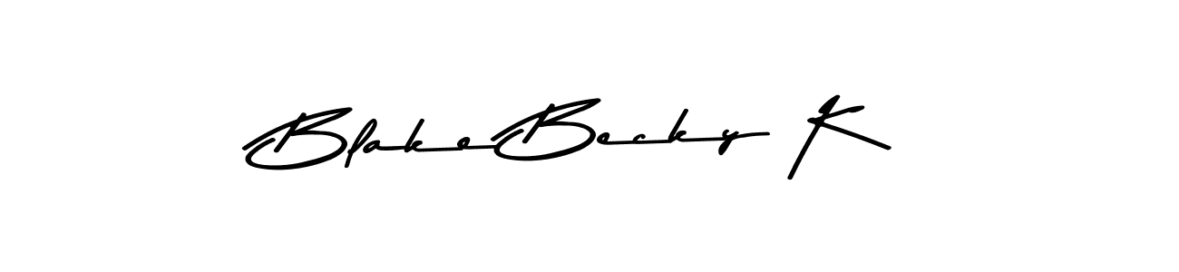 The best way (Asem Kandis PERSONAL USE) to make a short signature is to pick only two or three words in your name. The name Blake Becky K include a total of six letters. For converting this name. Blake Becky K signature style 9 images and pictures png
