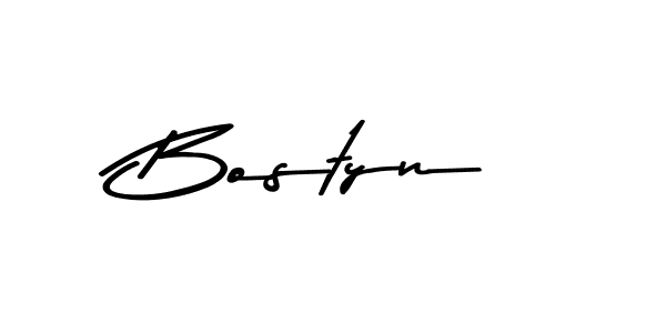 Make a beautiful signature design for name Bostyn. With this signature (Asem Kandis PERSONAL USE) style, you can create a handwritten signature for free. Bostyn signature style 9 images and pictures png