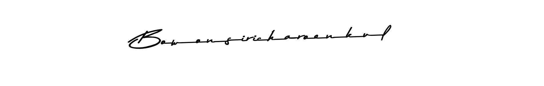 The best way (Asem Kandis PERSONAL USE) to make a short signature is to pick only two or three words in your name. The name Bowonsiricharoenkul include a total of six letters. For converting this name. Bowonsiricharoenkul signature style 9 images and pictures png