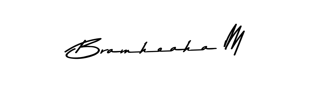 How to make Bramheaha M name signature. Use Asem Kandis PERSONAL USE style for creating short signs online. This is the latest handwritten sign. Bramheaha M signature style 9 images and pictures png