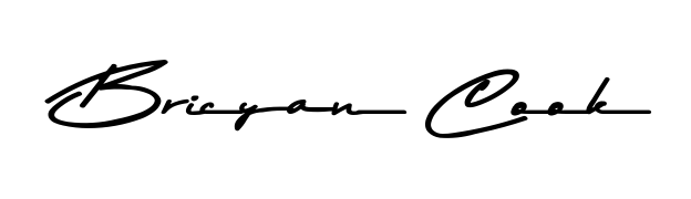 The Asem Kandis PERSONAL USE font transforms the name Bricyan Cook into an executive sign with sharp precision and distinguished character. Bricyan Cook signature style 9 images and pictures png
