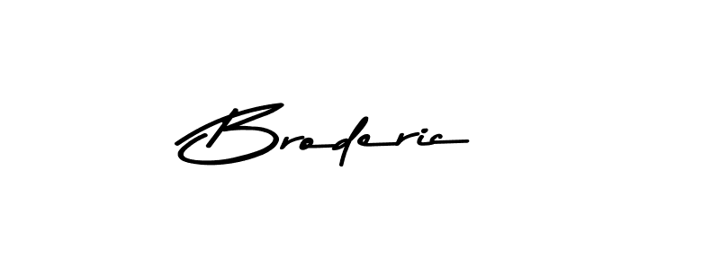 How to make Broderic name signature. Use Asem Kandis PERSONAL USE style for creating short signs online. This is the latest handwritten sign. Broderic signature style 9 images and pictures png