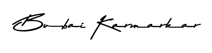 Transform the name Bubai Karmarkar into a signature masterpiece using Asem Kandis PERSONAL USE font. Ideal for photographers, artists, and creators looking for watermarks. Bubai Karmarkar signature style 9 images and pictures png