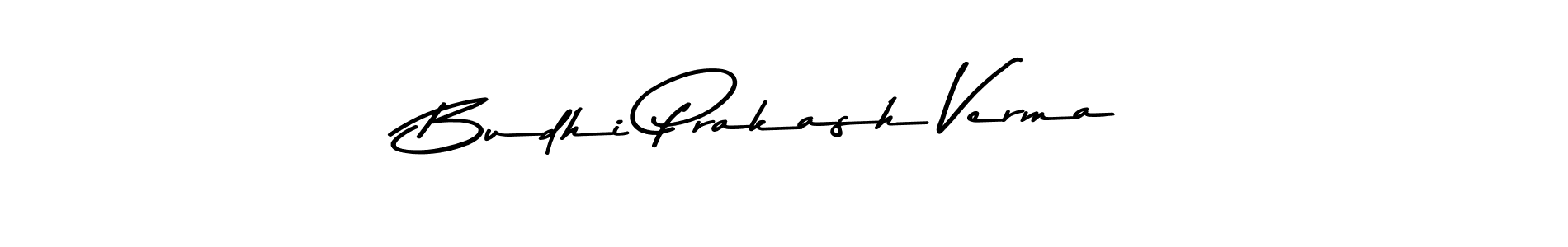 How to make Budhi Prakash Verma name signature. Use Asem Kandis PERSONAL USE style for creating short signs online. This is the latest handwritten sign. Budhi Prakash Verma signature style 9 images and pictures png