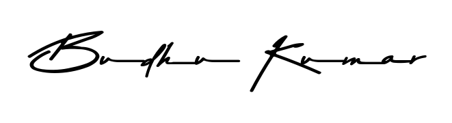 A stylish, flowing autograph style designed for name Budhu Kumar using Asem Kandis PERSONAL USE typography. Perfect for digital creative projects. Budhu Kumar signature style 9 images and pictures png