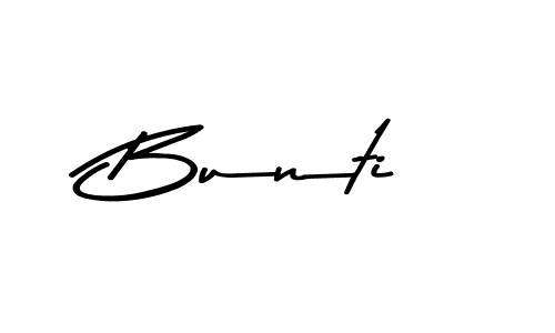 Make a beautiful signature design for name Bunti. With this signature (Asem Kandis PERSONAL USE) style, you can create a handwritten signature for free. Bunti signature style 9 images and pictures png