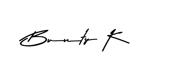 Create a beautiful signature design for name Bunty K. With this signature (Asem Kandis PERSONAL USE) fonts, you can make a handwritten signature for free. Bunty K signature style 9 images and pictures png