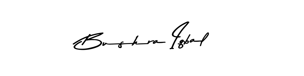 Create a beautiful signature design for name Bushra Iqbal. With this signature (Asem Kandis PERSONAL USE) fonts, you can make a handwritten signature for free. Bushra Iqbal signature style 9 images and pictures png