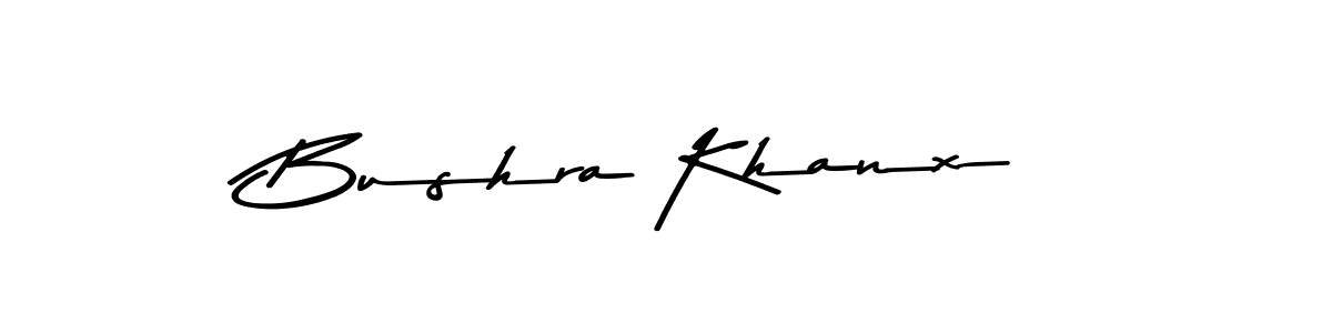Design your own signature with our free online signature maker. With this signature software, you can create a handwritten (Asem Kandis PERSONAL USE) signature for name Bushra Khanx. Bushra Khanx signature style 9 images and pictures png
