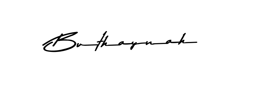 Create a beautiful signature design for name Buthaynah. With this signature (Asem Kandis PERSONAL USE) fonts, you can make a handwritten signature for free. Buthaynah signature style 9 images and pictures png