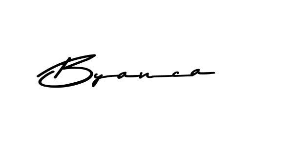 How to make Byanca name signature. Use Asem Kandis PERSONAL USE style for creating short signs online. This is the latest handwritten sign. Byanca signature style 9 images and pictures png