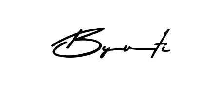 Create your official email sign-off with Byuti name in Asem Kandis PERSONAL USE style. Crisp, clean, and perfectly legible across all screens. Byuti signature style 9 images and pictures png