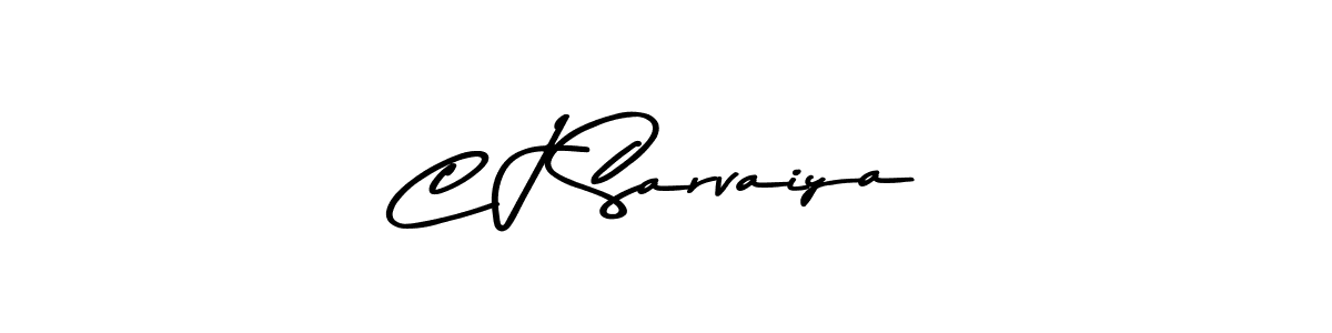 How to make C J Sarvaiya name signature. Use Asem Kandis PERSONAL USE style for creating short signs online. This is the latest handwritten sign. C J Sarvaiya signature style 9 images and pictures png