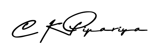 A stylish, flowing autograph style designed for name C K Pipariya using Asem Kandis PERSONAL USE typography. Perfect for digital creative projects. C K Pipariya signature style 9 images and pictures png
