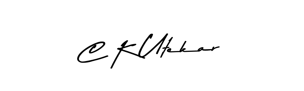 This is the best signature style for the C K Utekar name. Also you like these signature font (Asem Kandis PERSONAL USE). Mix name signature. C K Utekar signature style 9 images and pictures png