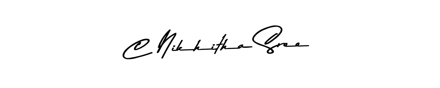 You should practise on your own different ways (Asem Kandis PERSONAL USE) to write your name (C Nikhitha Sree) in signature. don't let someone else do it for you. C Nikhitha Sree signature style 9 images and pictures png