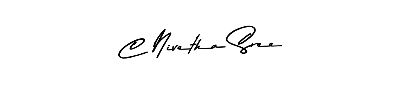 How to make C Nivetha Sree name signature. Use Asem Kandis PERSONAL USE style for creating short signs online. This is the latest handwritten sign. C Nivetha Sree signature style 9 images and pictures png