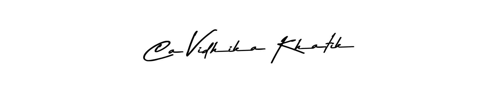 if you are searching for the best signature style for your name Ca Vidhika Khatik. so please give up your signature search. here we have designed multiple signature styles  using Asem Kandis PERSONAL USE. Ca Vidhika Khatik signature style 9 images and pictures png