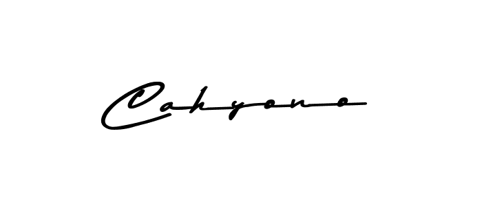 Create a beautiful signature design for name Cahyono. With this signature (Asem Kandis PERSONAL USE) fonts, you can make a handwritten signature for free. Cahyono signature style 9 images and pictures png