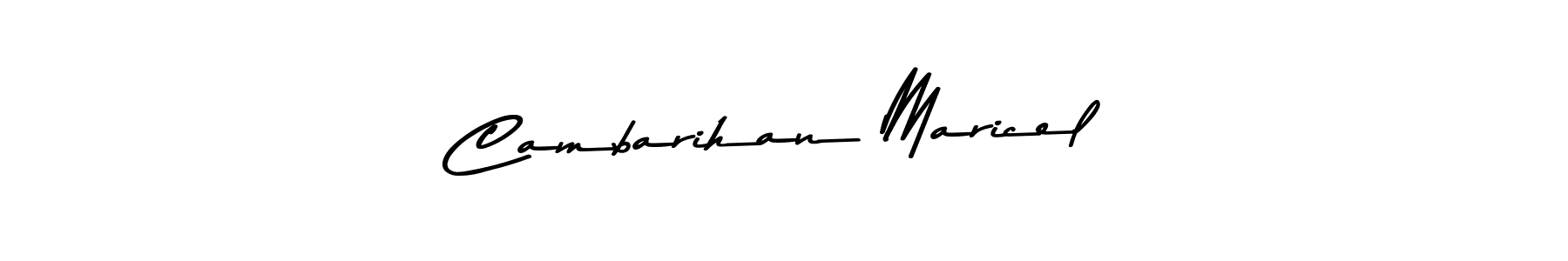 The best way (Asem Kandis PERSONAL USE) to make a short signature is to pick only two or three words in your name. The name Cambarihan Maricel include a total of six letters. For converting this name. Cambarihan Maricel signature style 9 images and pictures png