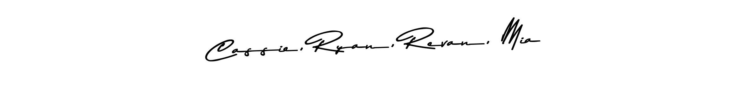 How to make Cassie, Ryan, Revan, Mia name signature. Use Asem Kandis PERSONAL USE style for creating short signs online. This is the latest handwritten sign. Cassie, Ryan, Revan, Mia signature style 9 images and pictures png