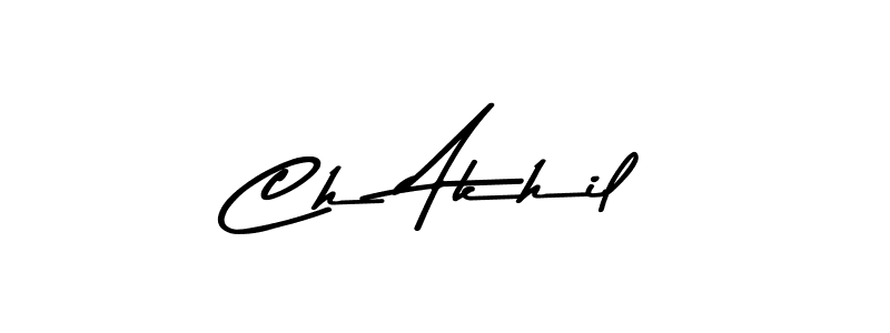 How to make Ch Akhil name signature. Use Asem Kandis PERSONAL USE style for creating short signs online. This is the latest handwritten sign. Ch Akhil signature style 9 images and pictures png