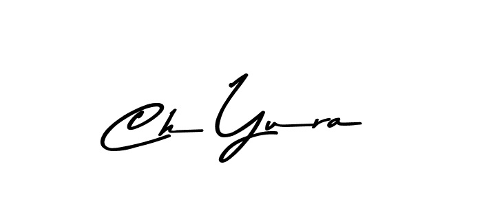 How to make Ch Yura name signature. Use Asem Kandis PERSONAL USE style for creating short signs online. This is the latest handwritten sign. Ch Yura signature style 9 images and pictures png