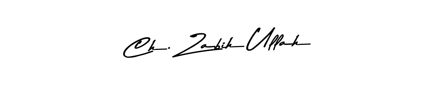 Create a beautiful signature design for name Ch. Zabih Ullah. With this signature (Asem Kandis PERSONAL USE) fonts, you can make a handwritten signature for free. Ch. Zabih Ullah signature style 9 images and pictures png