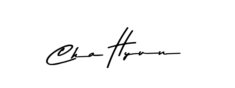 How to make Cha Hyun name signature. Use Asem Kandis PERSONAL USE style for creating short signs online. This is the latest handwritten sign. Cha Hyun signature style 9 images and pictures png