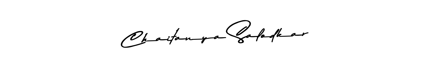 How to make Chaitanya Salodkar name signature. Use Asem Kandis PERSONAL USE style for creating short signs online. This is the latest handwritten sign. Chaitanya Salodkar signature style 9 images and pictures png