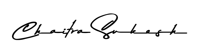 Transform the name Chaitra Sukesh into a signature masterpiece using Asem Kandis PERSONAL USE font. Ideal for photographers, artists, and creators looking for watermarks. Chaitra Sukesh signature style 9 images and pictures png