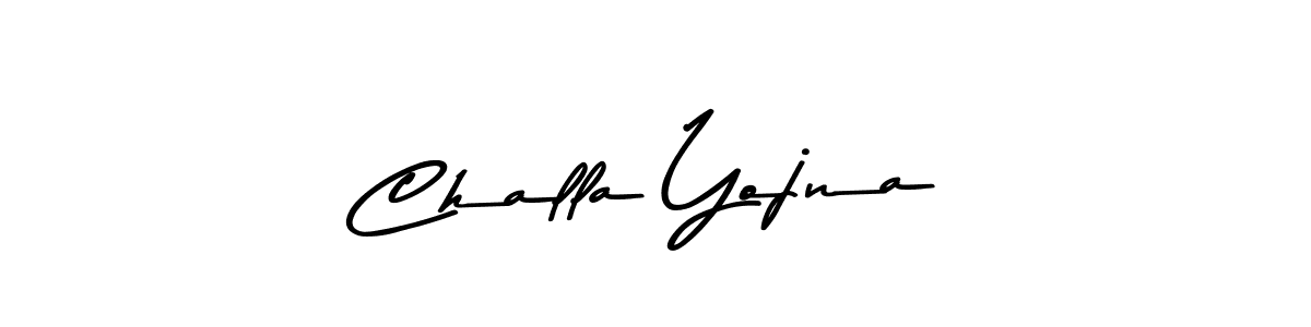 Make a beautiful signature design for name Challa Yojna. With this signature (Asem Kandis PERSONAL USE) style, you can create a handwritten signature for free. Challa Yojna signature style 9 images and pictures png